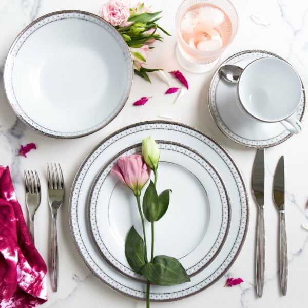[Raya Deal] Noritake 33Pcs Dinner Set With Teapot - Rochester Platinum - Image 4