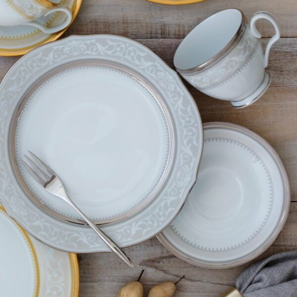 Noritake 17Pcs Tea Set For 6 Persons - Glendonald Platinum - Image 8