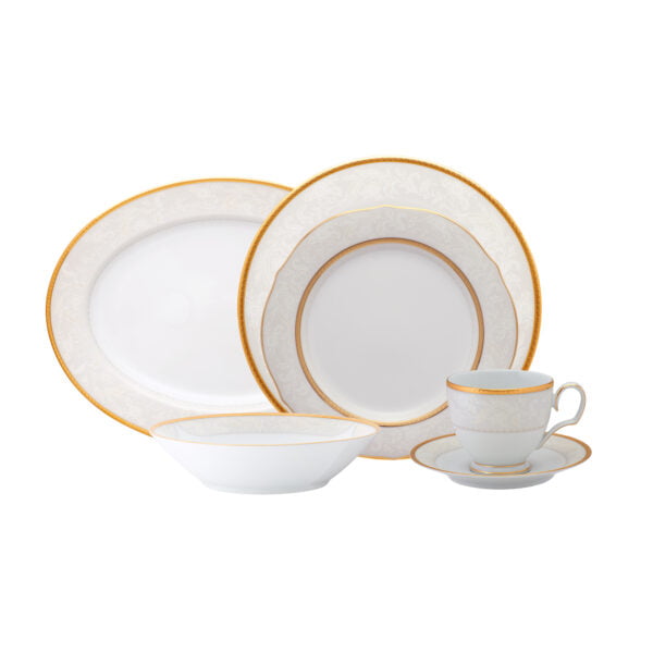 Noritake 33Pcs Dinner Set With Teapot-Flanders Gold