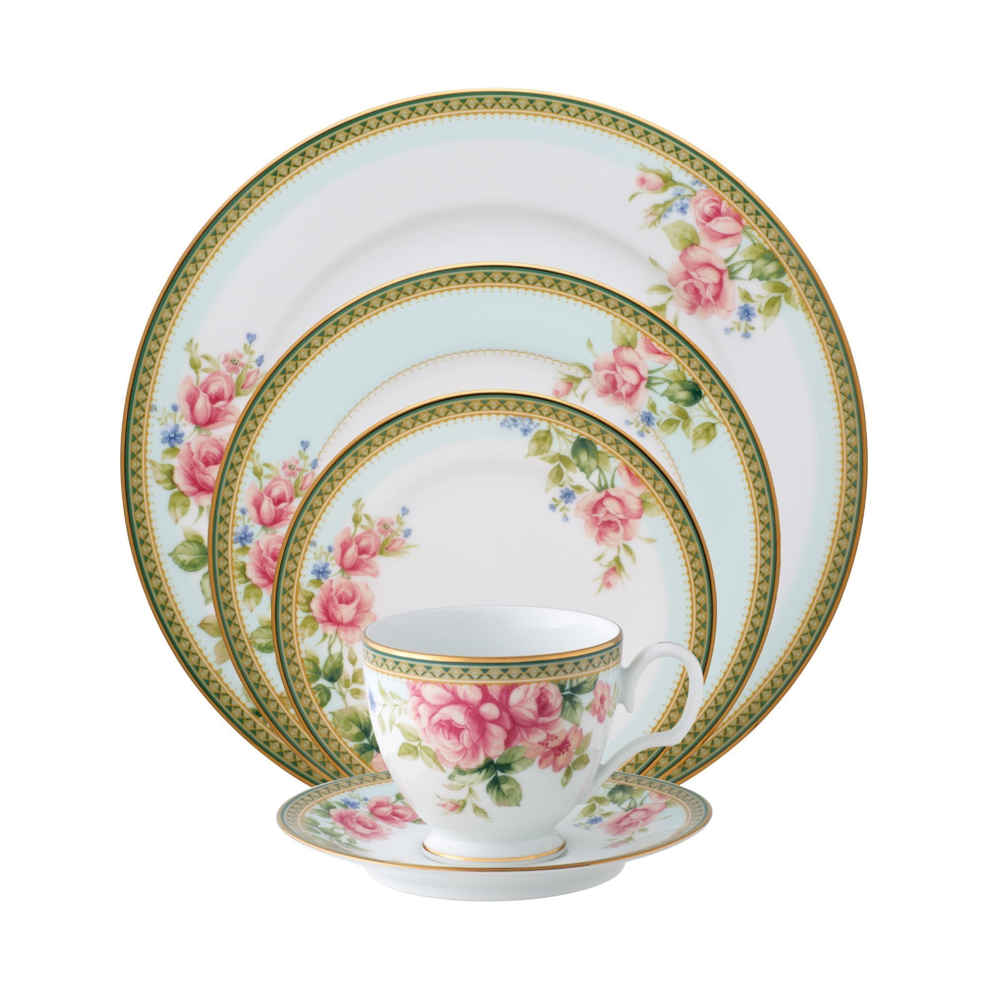 Noritake 47Pcs Dinner & Tea Set For 8 Person-Rosa Basket