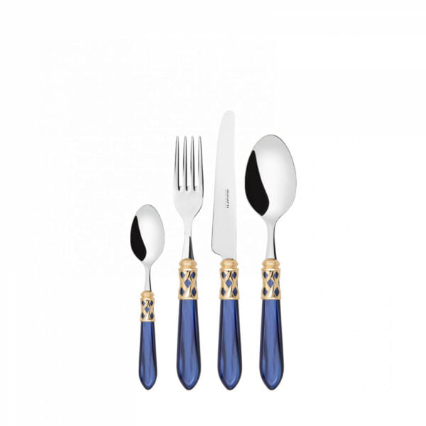 Bugatti 24Pcs Cutlery Set - 18/10 - Gold Blue Handle