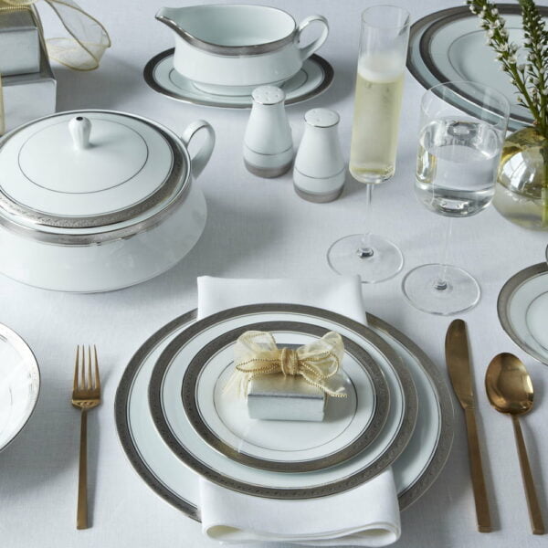 Noritake 13Pcs Cup And Saucer With Dinner Plate - Crestwood Platinum - Image 6
