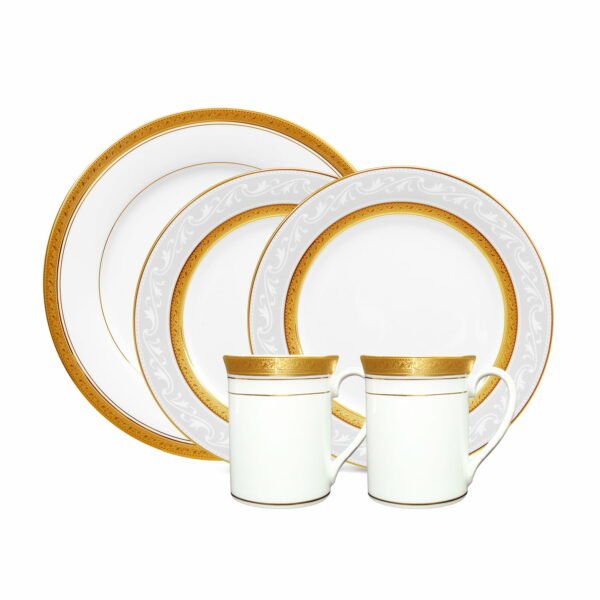 Noritake 5Pcs Couple Breakfast Set With Gift Box - Crestwood Gold