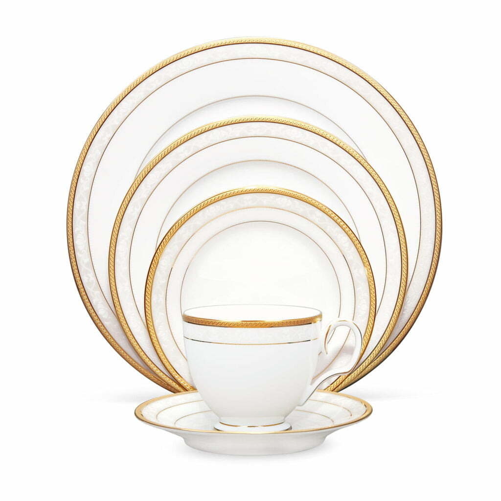 Noritake 96Pcs Dinner & Tea Set For 12 Persons Hampshire Gold Artelia