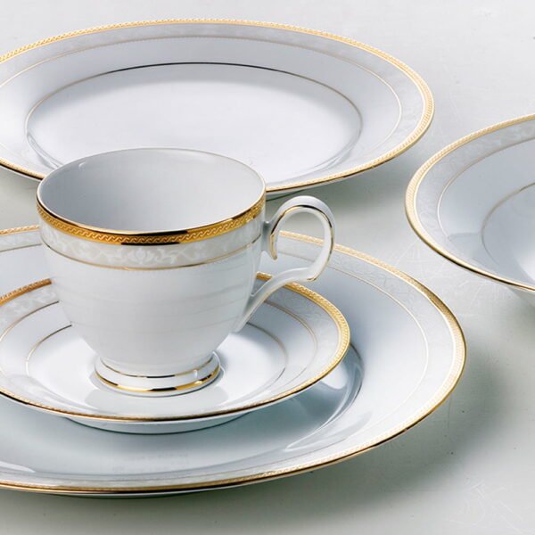 Noritake 20Pcs Dinner Set (Accent Plate) For 4 Person-Hampshire Gold - Image 6