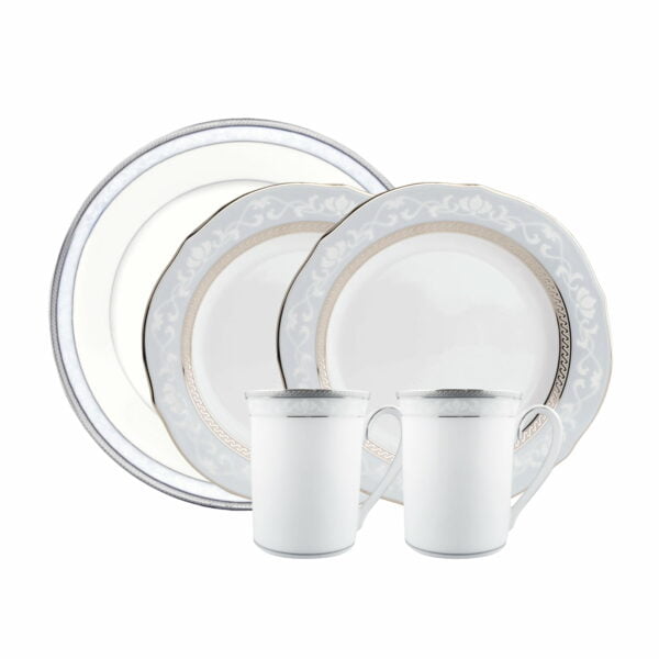 Noritake 5Pcs Couple Breakfast Set With Gift Box - Hampshire Platinum