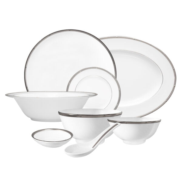 Noritake 34Pcs Asian Dinner Set For 6 Person- Rochelle Platinum