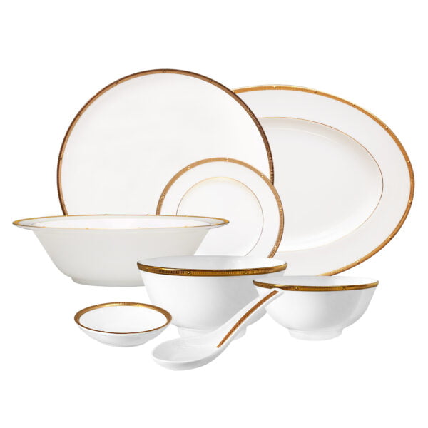 Noritake 34Pcs Asian Dinner Set For 6 Person- Rochelle Gold