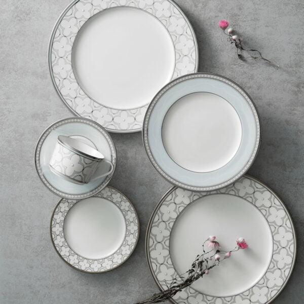 Noritake 20Pcs Dinner Set (Accent Plate) For 4 Person-Trefolio Platinum - Image 2