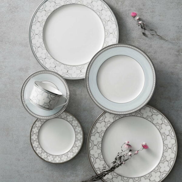 Noritake 47Pcs Dinner And Tea Set For 8 Persons - Trefolio Platinum - Image 2