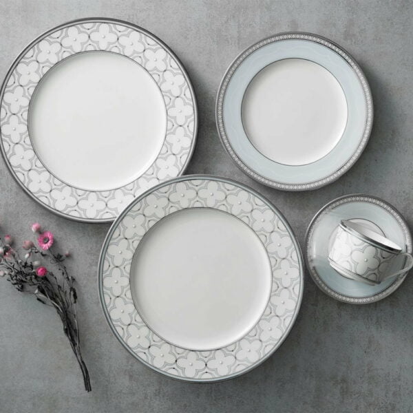 Noritake 47Pcs Dinner And Tea Set For 8 Persons - Trefolio Platinum - Image 3