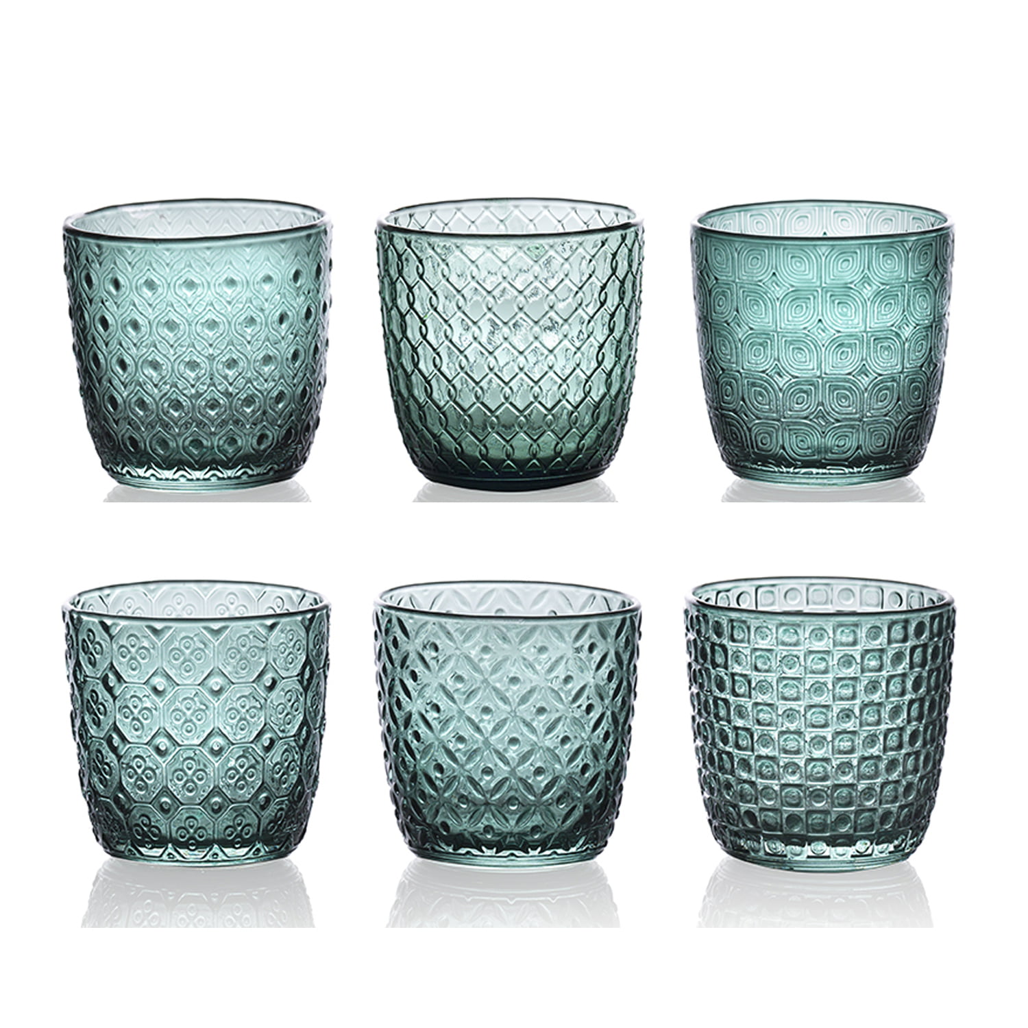 IVV Sixties Set Of 6 Tumblers - Peacock Green Asst. Pattern Cl31