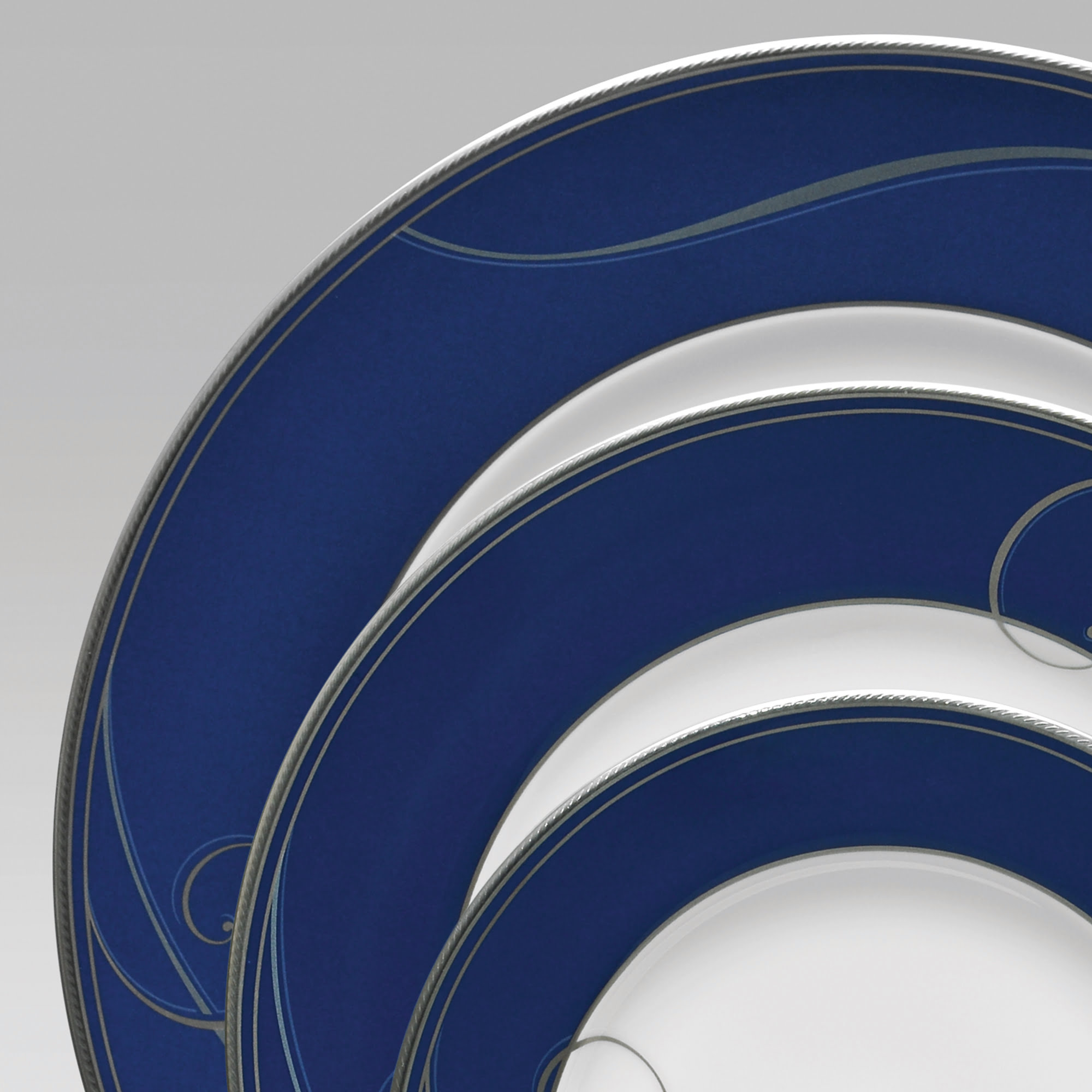 Noritake 47Pcs Dinner & Tea Set For 8 Person - Platinum Wave Indigo - Image 3