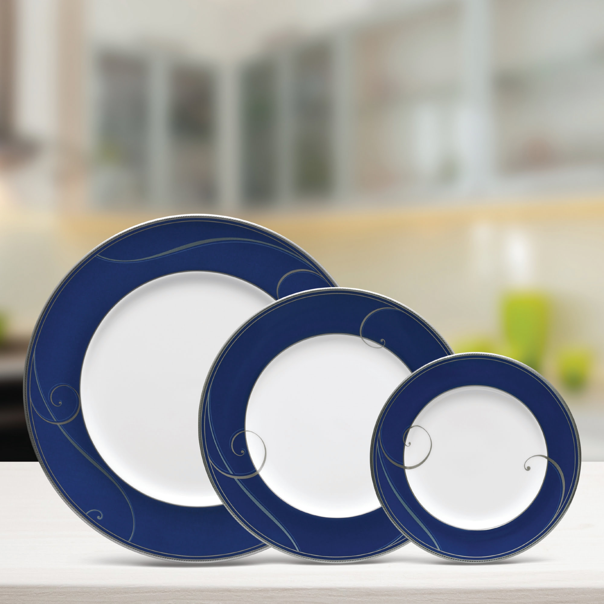 Noritake 47Pcs Dinner & Tea Set For 8 Person - Platinum Wave Indigo - Image 5