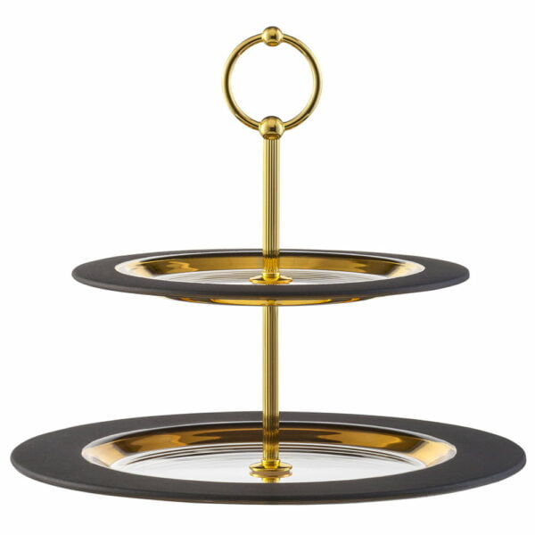 Eisch Cosmo Gold 2 Tier Cake Stand