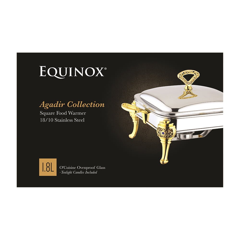 Equinox Stainless Steel Square Food Warmer 1.8L - Image 4
