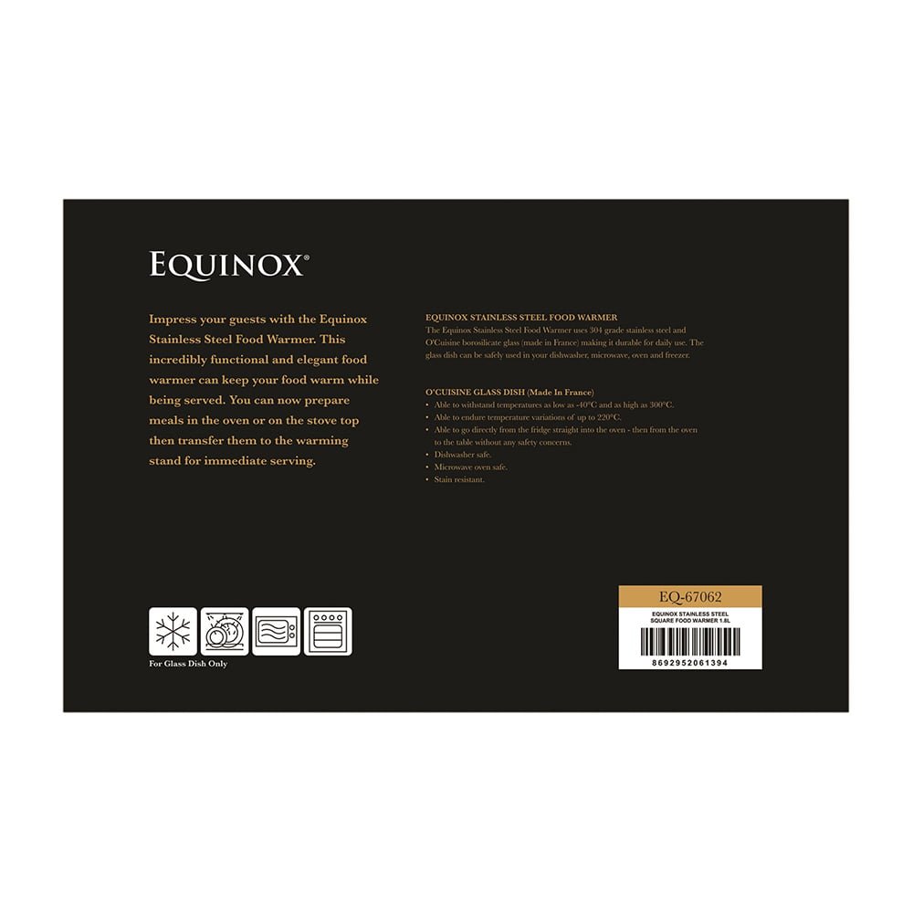 Equinox Stainless Steel Square Food Warmer 1.8L - Image 5