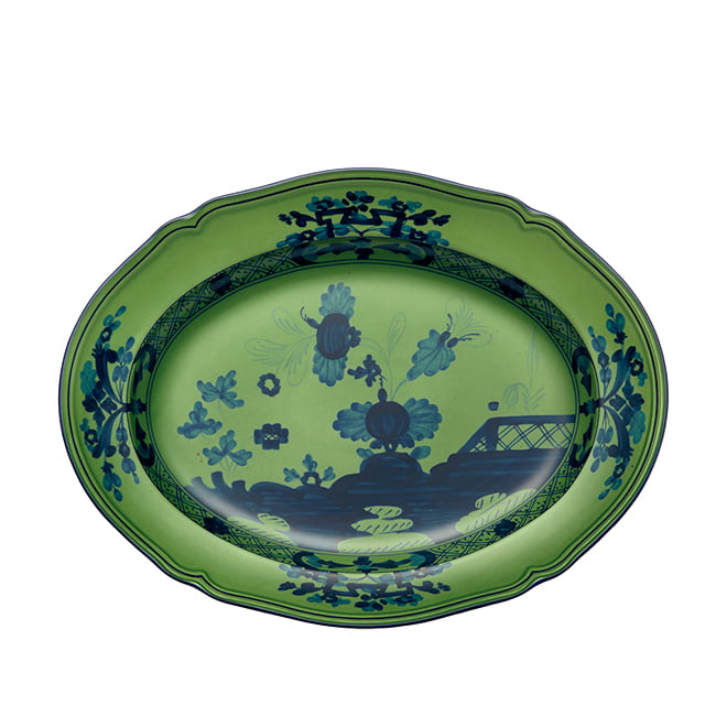 Ginori Oval Flat Platter Cm 34-Oriente Ita. Malachite