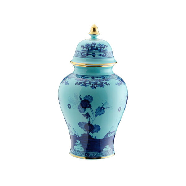 Ginori Potiche Vase With Cover H Cm 31-Oriente Ita. Iris