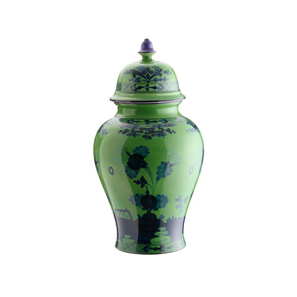 Ginori Potiche Vase With Cover H Cm 31-Oriente Ita. Malachite