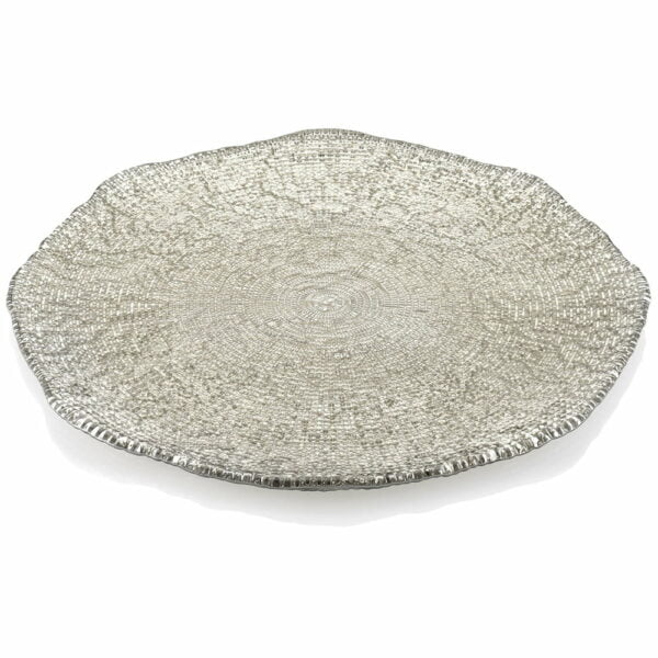 Diamante Platter 37Cm - Beige/Chrome Decoration (5534.4)
