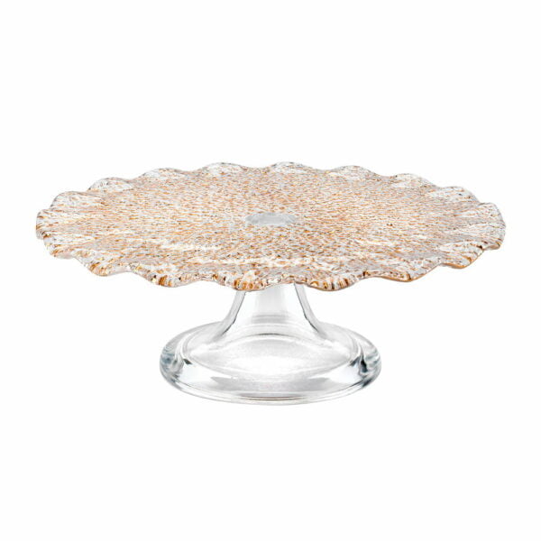 IVV Special Footed Cake Plate Scalloped Gold  Decoration