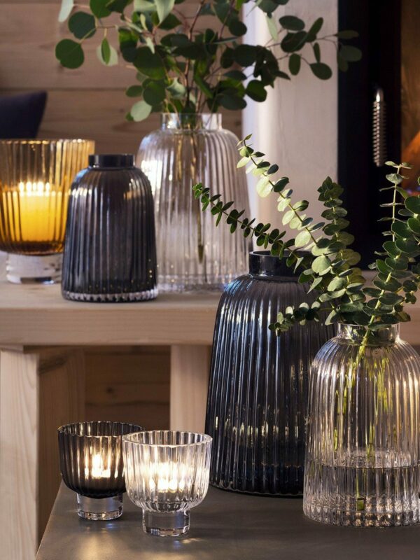 LSA Pleat Vase H20Cm Grey - Image 3